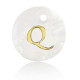 Schelp hanger 15mm letter Q Gold-white